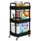 3-Tier Kitchen Storage Cart,Multifunction Utility Rolling Storage Organizer,Mobile Shelving Unit Cart with Lockable Wheels for Bathroom,Laundry,Living Room,With Classified Stickers,Black